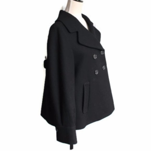 Banana Republic Black Wool Blend Coat-Sz M - Picture 3 of 4